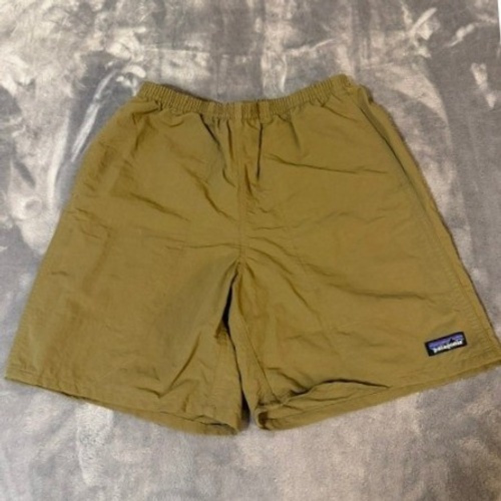 Patagonia Baggies 5" Inseam Shorts Mens Large Tan Khaki EUC 57021 Nylon